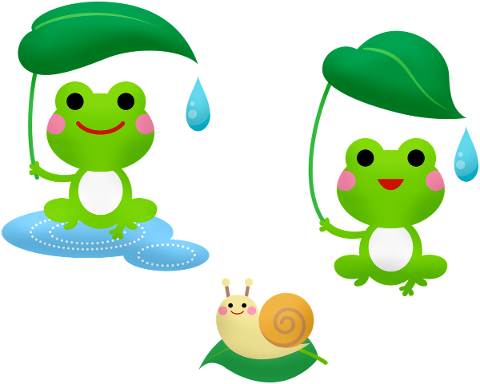 kawaii-frogs-rain-japanese-snail-5102686