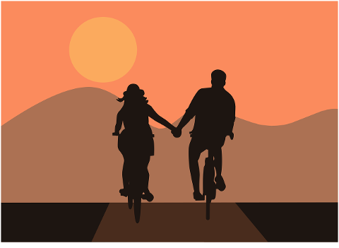 couple-cycling-silhouette-sunset-9354619