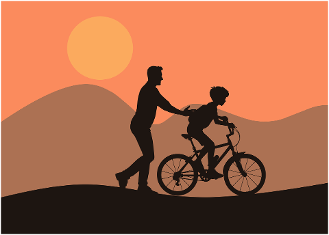 father-son-bicycle-silhouette-9309846