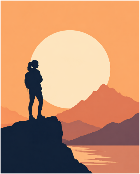 woman-hiking-sunset-silhouette-10234523