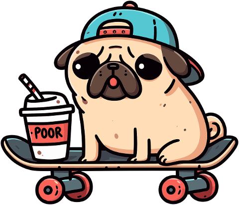 pug-dog-skateboard-cartoon-animal-8515766