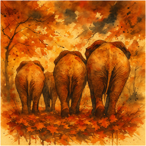 elephants-autumn-watercolor-forest-9926532