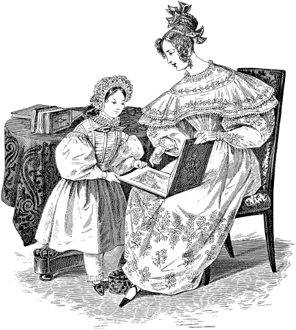 mother-daughter-reading-line-art-5151203