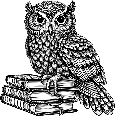ai-generated-owl-bird-books-wisdom-8919385