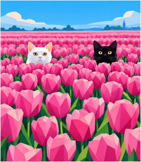 cats-tulips-pink-flowers-spring-10515470