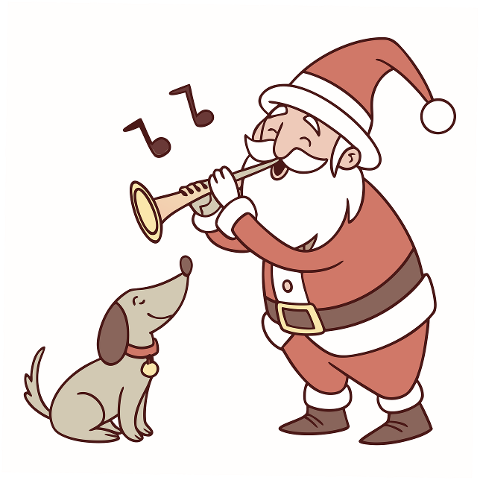 santa-claus-dog-playing-trumpet-10274085