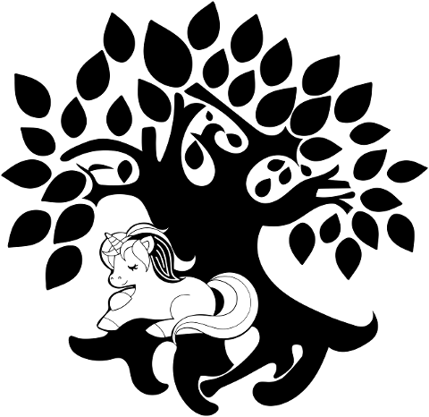 tree-silhouette-unicorn-tree-leaves-7125162