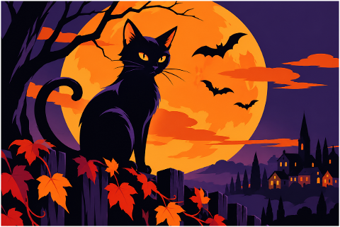 black-cat-halloween-full-moon-bats-10502987