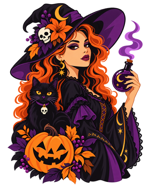 halloween-witch-witch-black-cat-10486694