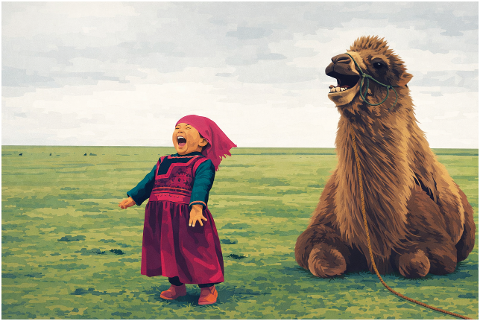 child-girl-camel-animal-steppe-10181029