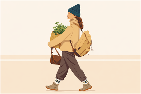 woman-walking-backpack-groceries-10190818