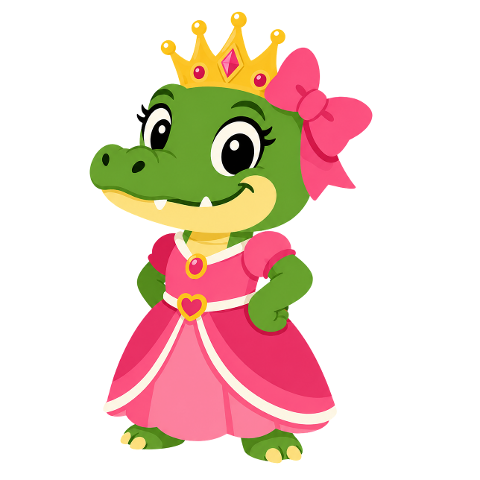 crocodile-cute-cartoon-queen-crown-10314977