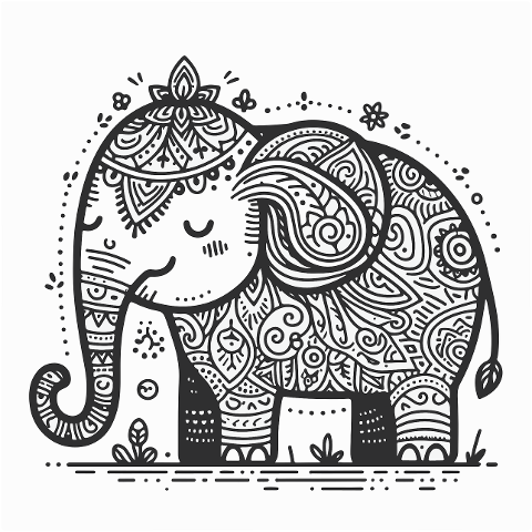 elephant-drawing-pattern-black-8589394