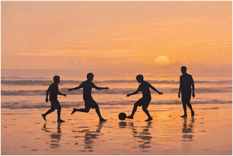 soccer-football-beach-sunset-10188325