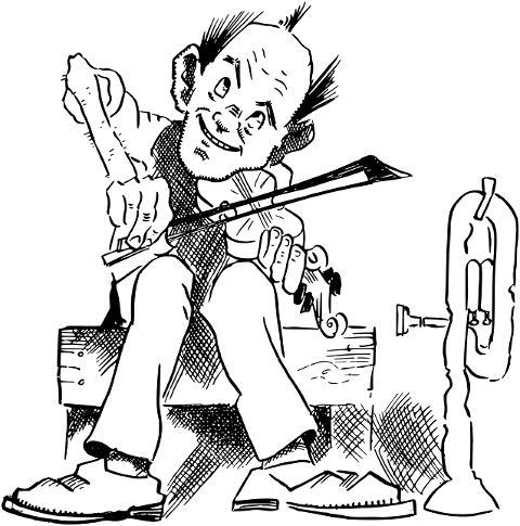 man-violin-music-cartoon-line-art-7460033