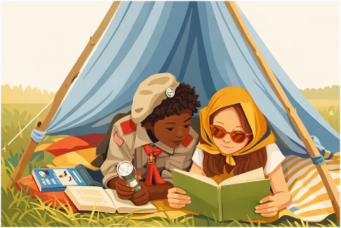 kids-children-reading-camping-tent-10200071