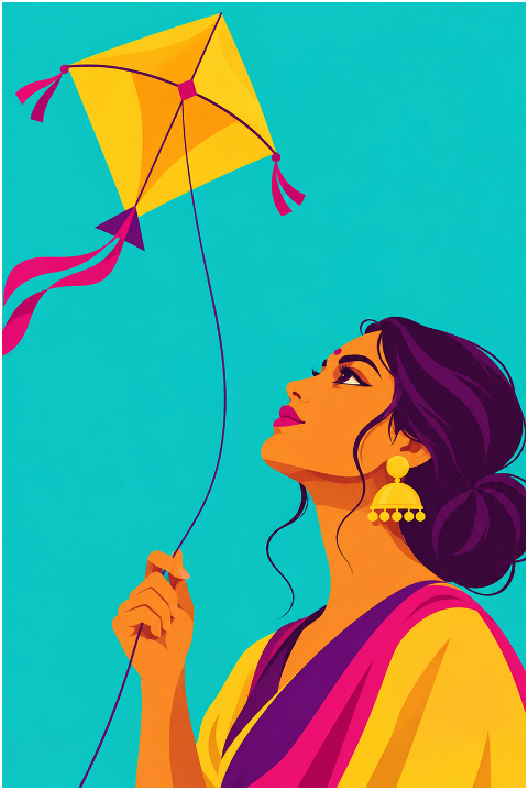 indian-woman-kite-vibrant-colors-10508496