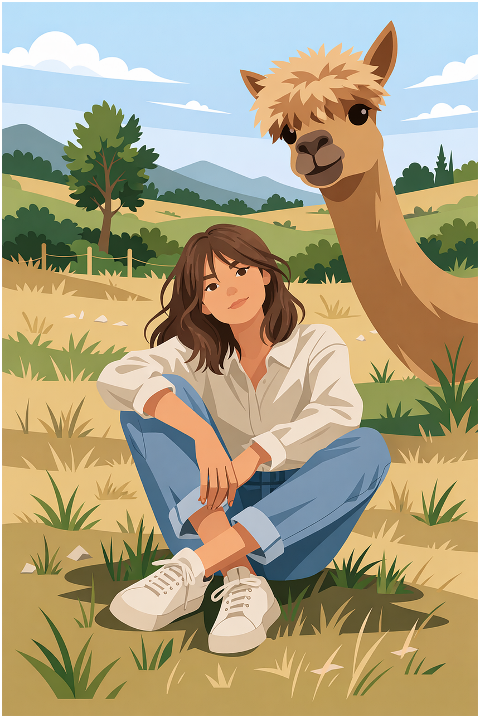 alpaca-llama-animal-woman-girl-10131262