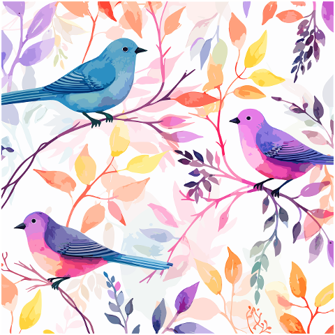birds-pastel-leaves-branches-8184648