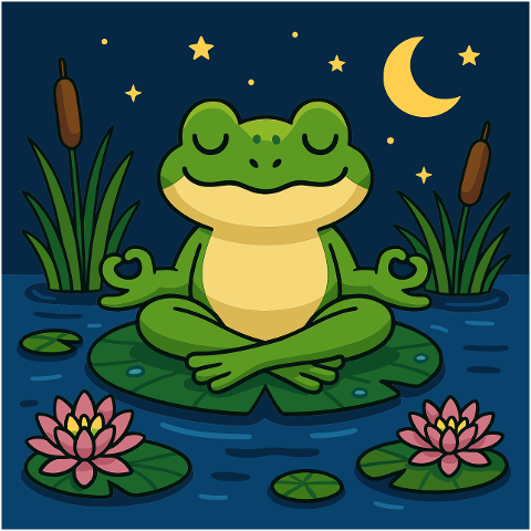 ai-generated-frog-pond-water-lily-9756304