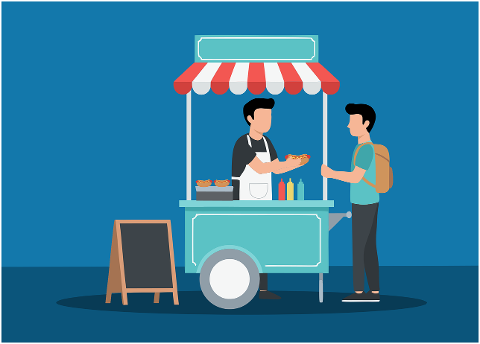food-cart-hot-dog-vendor-customer-10043727