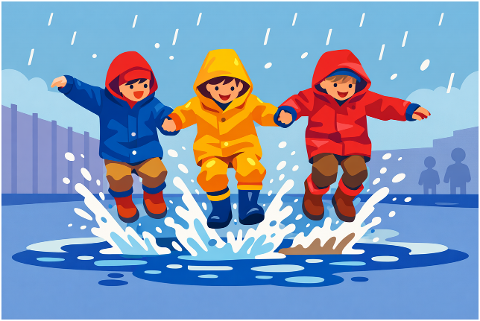 children-kids-rain-jumping-puddle-10165638