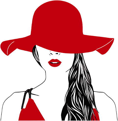 woman-red-hat-lips-young-drawing-7794641
