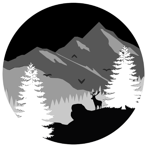 mountains-deer-forest-circle-logo-7704778