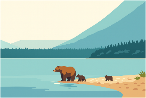 bear-cubs-lake-mountain-nature-9914634