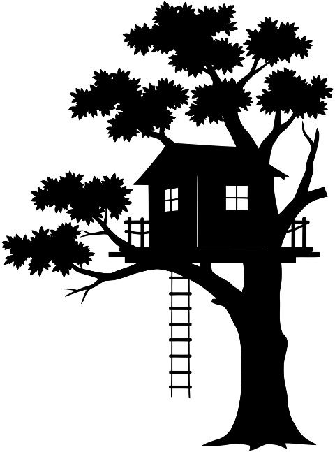 treehouse-silhouette-tree-ladder-9927504