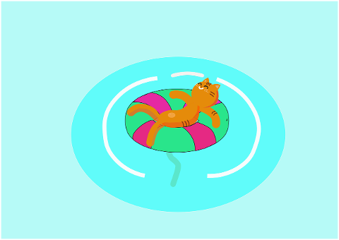 relaxing-swimming-pool-cat-cartoon-6683395