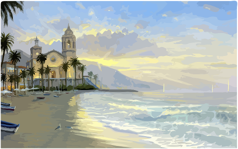 ocean-beach-sunset-painting-7464284