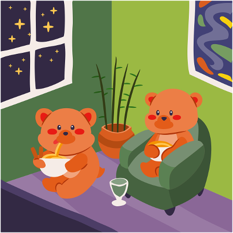 bear-noodle-eat-together-couple-9681122