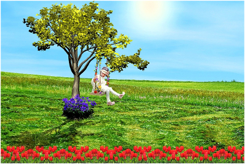 little-girl-swing-tree-flowers-6081219