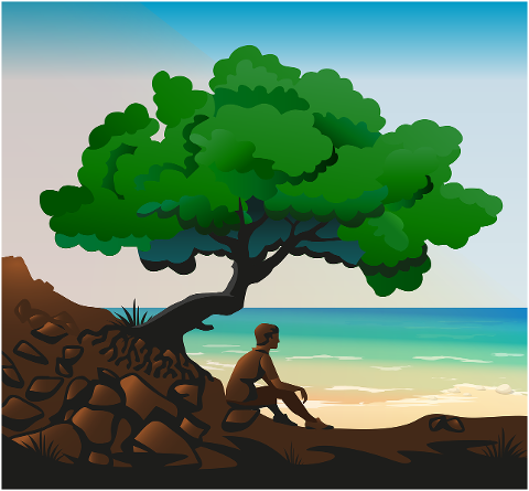 man-wanderer-tourist-beach-tree-6236338