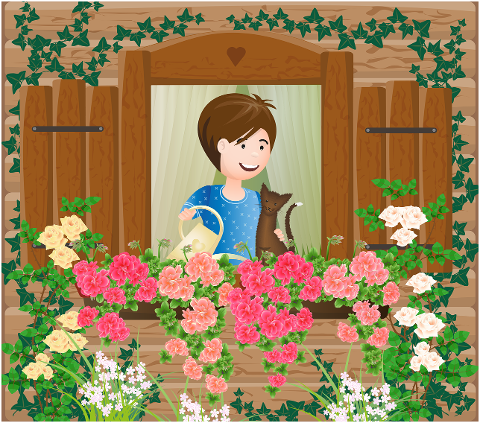 girl-window-flowers-watering-woman-6322869