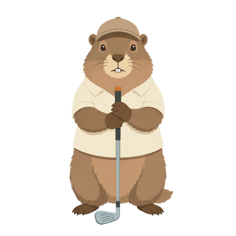 groundhog-golfer-golf-club-cartoon-10456086
