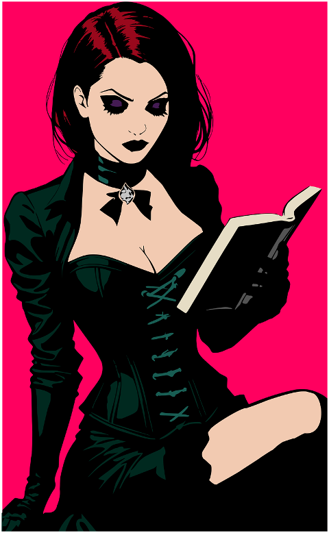 woman-gothic-reading-book-necklace-10106374