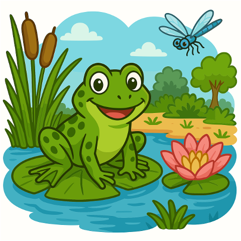 frog-cartoon-frog-pond-illustration-9868429
