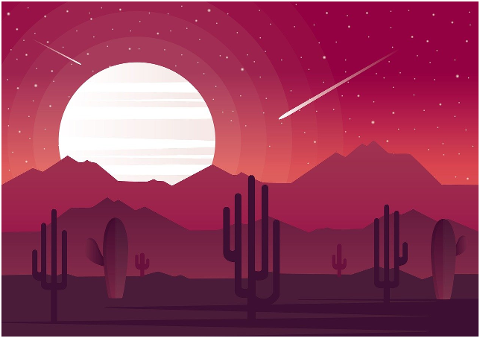 cacti-mountains-night-sky-plants-6065659