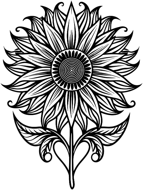 sunflower-flower-plant-line-art-8830835