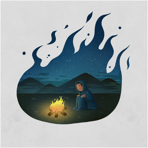 man-bonfire-flame-field-night-6093990