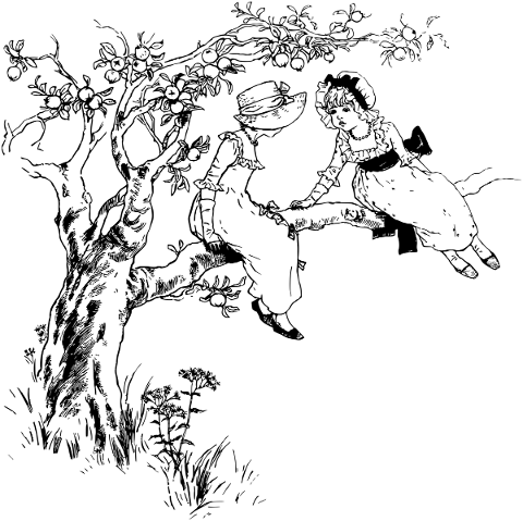 victorian-girls-tree-line-art-5198178