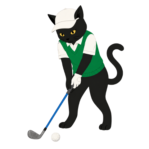black-cat-golfer-golf-club-10456149