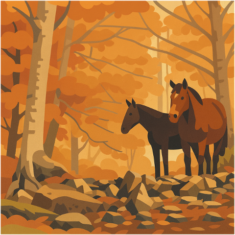 horse-autumn-forest-trees-animals-9914793