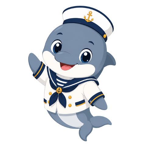 dolphin-mascot-captain-hat-cute-10314998