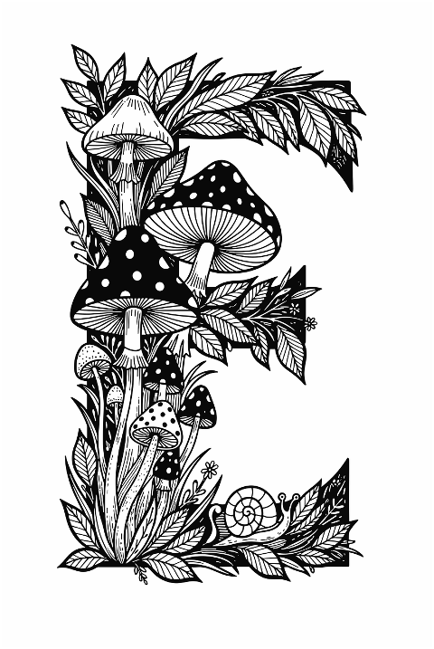mushroom-letter-e-botanical-letter-e-9905441
