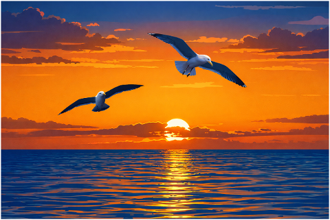 seagulls-sunset-ocean-10172114