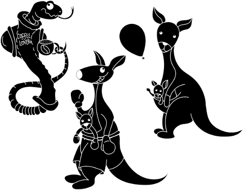 kangaroos-snake-animals-silhouettes-5815958