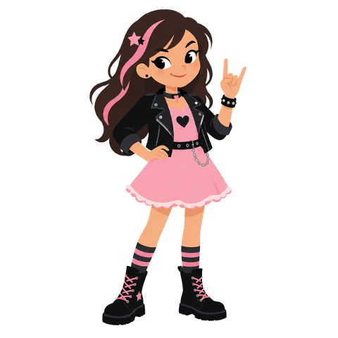 rock-girl-girl-mascot-cute-character-10340824